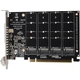 M.2 PCIe Adapter, 4 Port M.2 NVMe SSD to PCIE X16 M Key Hard Drive Converter Reader Expansion Card