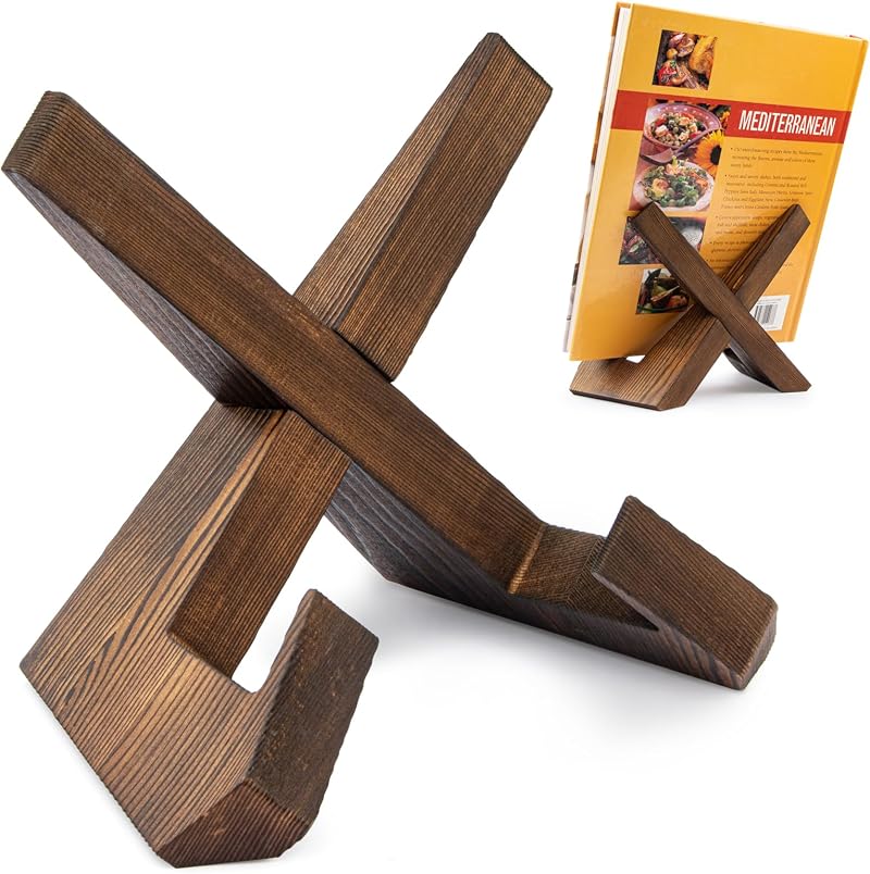 PUERSI Wooden Recipe Book Stand Farmhouse Kitchen Display Holder