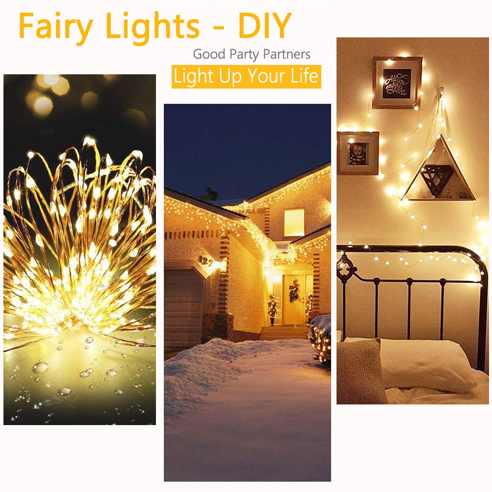Rarlight 33ft 100 LED String Lights Dimmable with Remote Control, Waterproof Outdoor & Indoor Decorative Lights for Bedroom, Garden, Patio, Parties (Copper Wire Lights, Warm White)