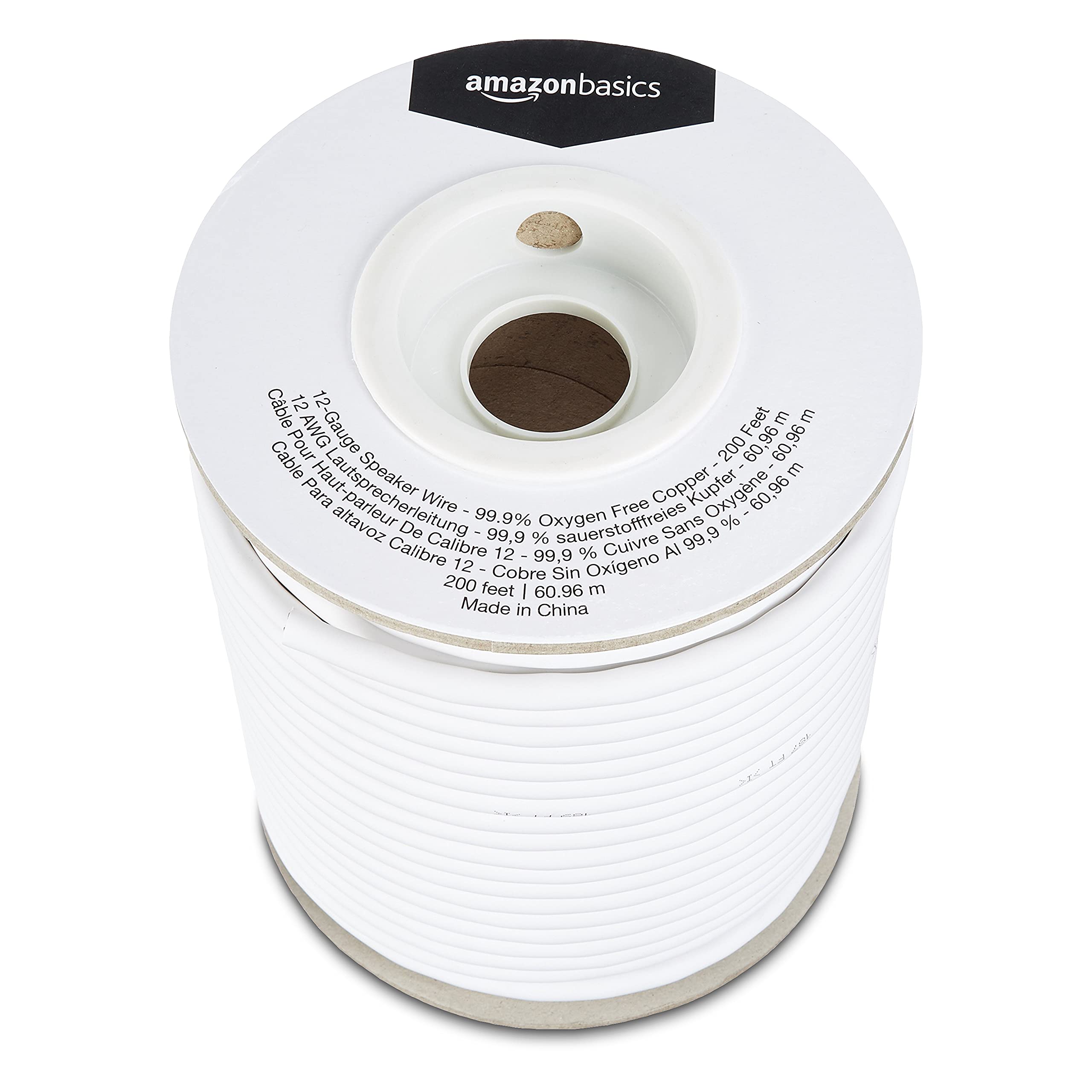 Amazon Basics Lautsprecherkabel, 12 AWG (2,05 mm), 99,9 % sauerstofffreies Kupfer, 61 m, Weiß 2