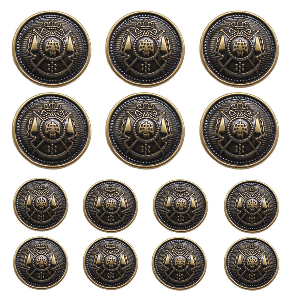 ByaHoGa 14 Pieces Antique Metal Blazer Buttons Set for Blazers, Suits, Sport Coat, Uniform, Jackets (MB20170)