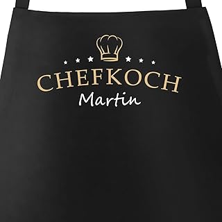 SpecialMe® Küchen-Schürze eigener Name Schriftzug Chefkoch individualisierbar Kochschürze Männer personalisierte Geschenke schwarz Unisize