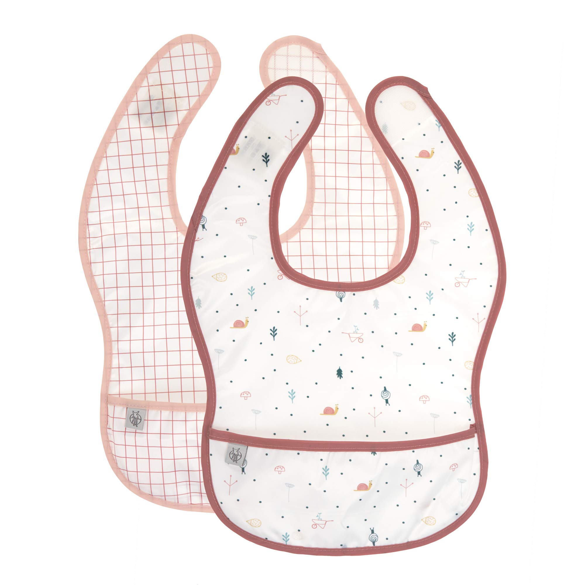 LÄSSIG Baby Bib with flip pocket 2 pcs assorted Garden Explorer girls