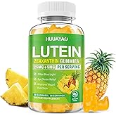 HUUAYAO Lutein Gummies 25mg, Lutein and Zeaxanthin Supplements Eye Vitamins Gummies for Support Blue Light Protection, Vision & Overall Eye Health, Sugar Free, Pineapple Flavor, 60 Count