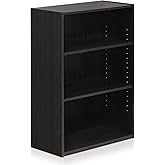 Furinno WRIGHT Book Shelf, 3-Tier Modern Bookshelf, Bookcase with Closed Back, 11.6" x 24.5" x 35.3", for Living Room, Bedroom, Home Office, Cinnamon Cherry