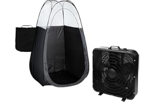 Naked Sun X-Fan Spray Tan Solution Overspray Extraction Fan and Black Tanning Tent Extractor Booth Bundle