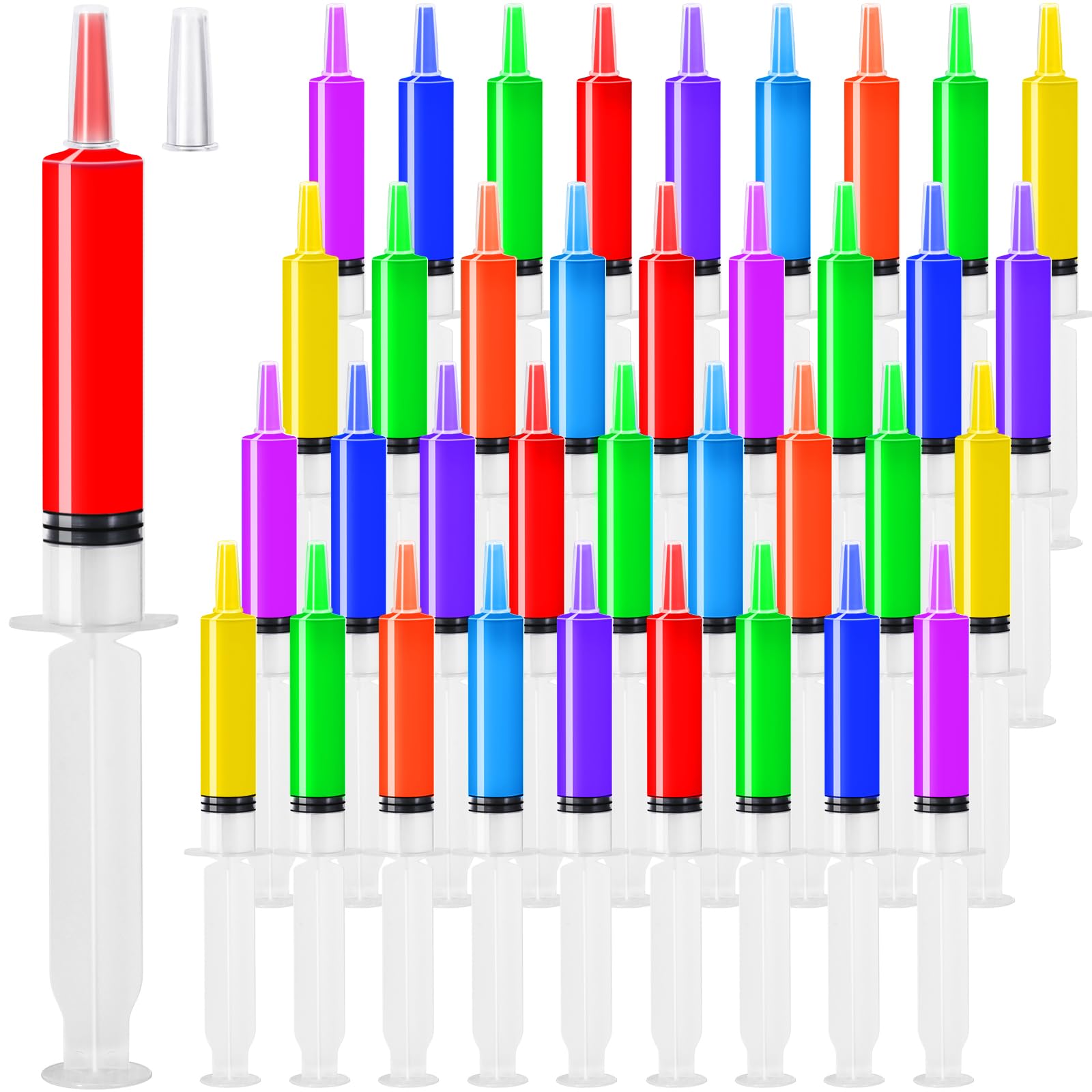 Photo 1 of 100 Pack Syringes with Tip Cap, 20ml Liquid Syringe BPA-Free Suringes, Individually Packaged Each, Washable,Durable, Party Nurses, Halloween, Thanksgiving day, Christmas