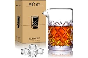 QSLKING Cocktail Mixing Glass - 24 OZ Crystal Cocktail Stirring Glass, Thick Weighted Bottom - Bar Bartenders Tools Mixing fo