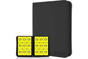 FONWILL Trading Card Binder 9 Pocket, 360 Pockets Trading Card Holder Book, Premium PU Cover Zip Folder Binder, Side Loading Carrying Case Binder Album for TCG, MTG,Sports Cards, Game Cards (Black)