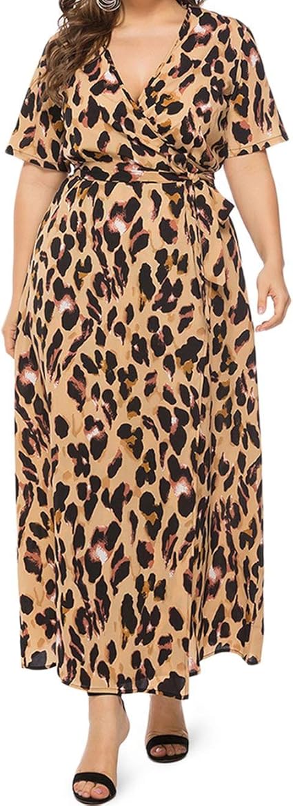 plus size leopard print maxi dress