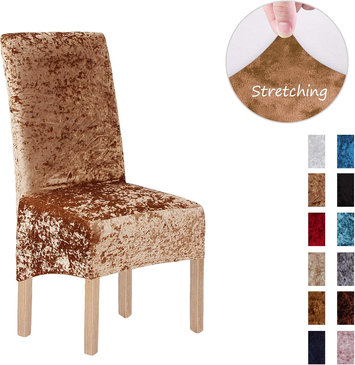 Crushed Velvet XL Chair Covers for Dining Chairs 2/4/6 Pcs Chair