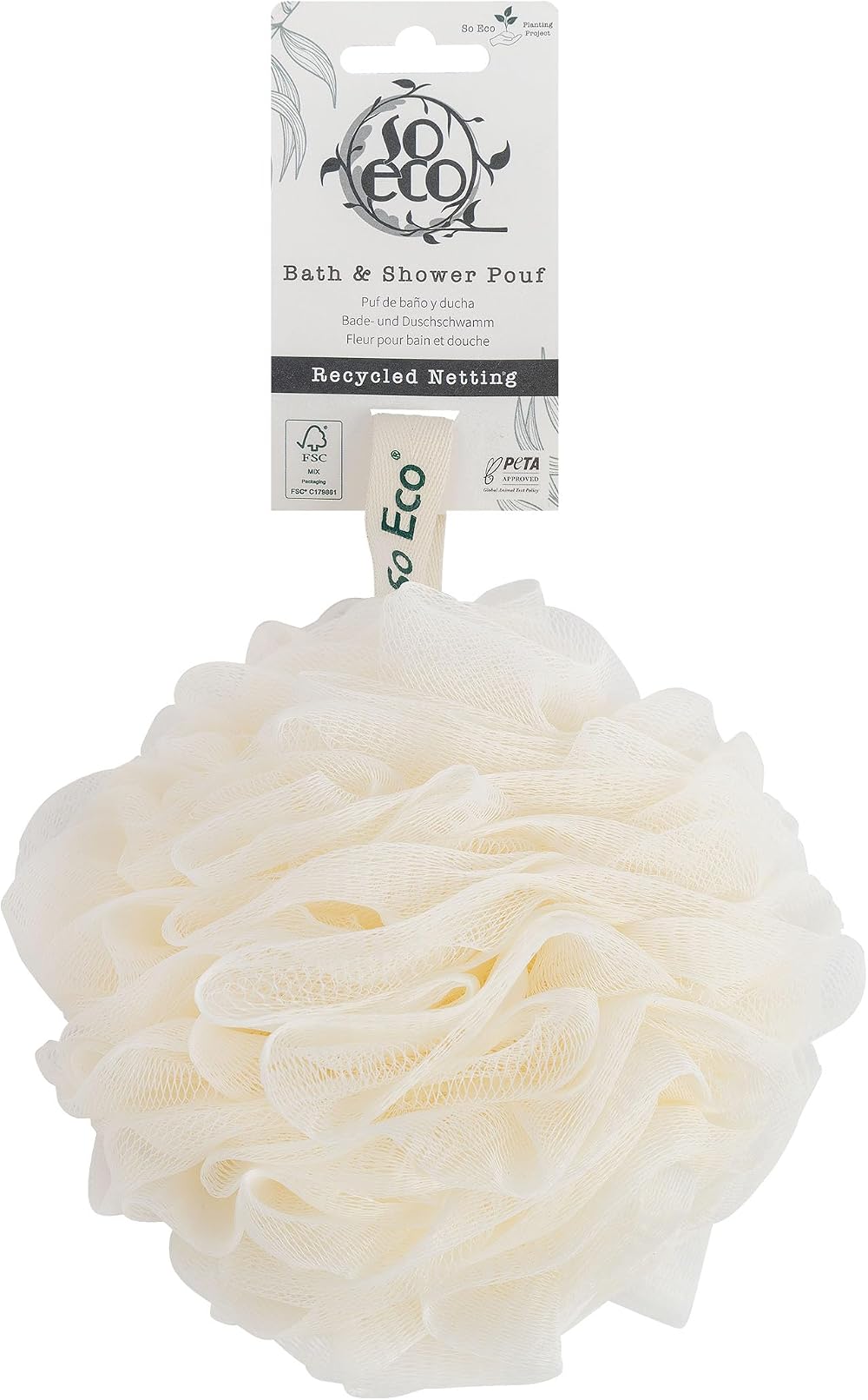 So Eco Bath & Shower Pouf 100% Recycled Netting Gentle Exfoliating Sponge