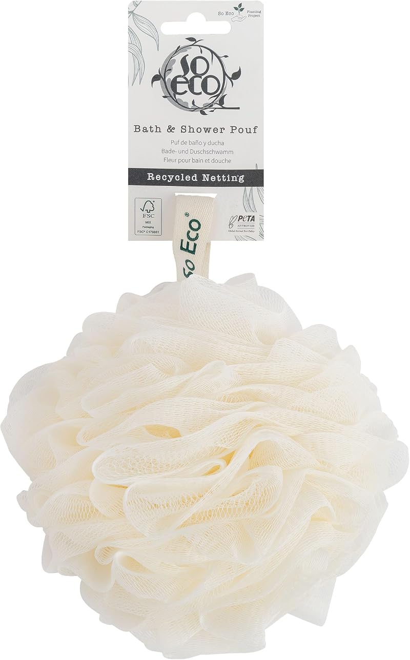So Eco Bath & Shower Pouf 100% Recycled Netting Gentle Exfoliating Sponge