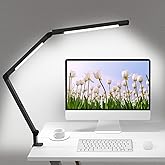LED Desk Lamp with Clamp, Architect Desk Lamp with Dual Light and Adjustable Swing Arm, Clip-on Eye-Care 4 CCT Modes &amp; 5 Brightness Levels Table Light Modern Computer Lighting for Home Office