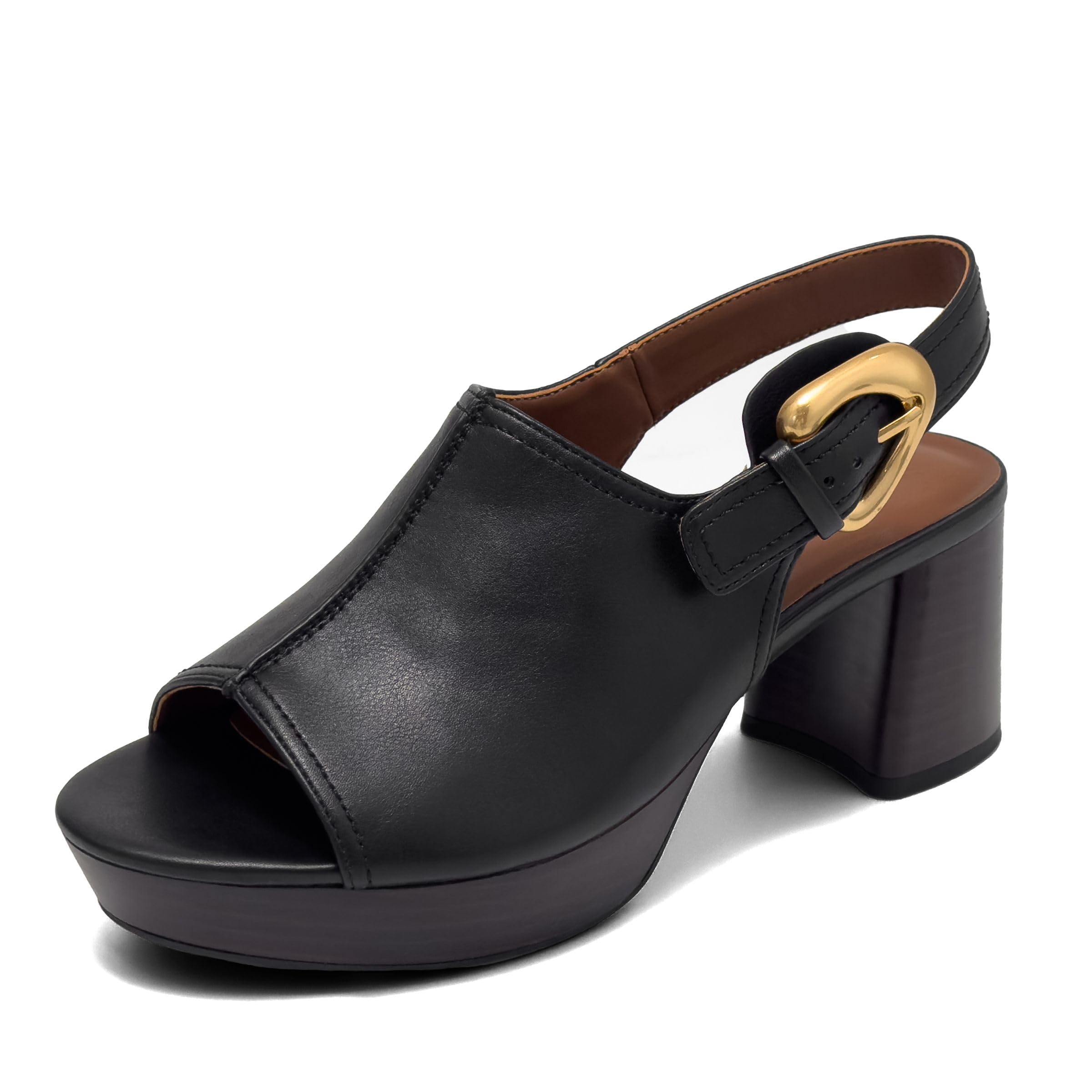 Aerosoles Women’s CHANCEY Platform Sandal, Black Soft Faux Leather, 7W