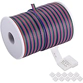 C-able 100ft(30.5m) 22 AWG 4Pin RGB Wire Extension Cable with Spool, Led Lights Wires Strip Extend Wire for 5050 3528, with 8PCS RGB Led Strip Connectors
