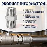 Bwintech 6 Pcs 1/2" Male to 1/2" Male BSP Stainless Steel Hex Nipple Pipe view 4