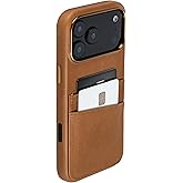 Dockem Genuine Leather Card Case for iPhone 17 Pro Max with Camera Control Button and Stitched-on Wallet with 2 Holder Slots (Light Brown, M2GL)