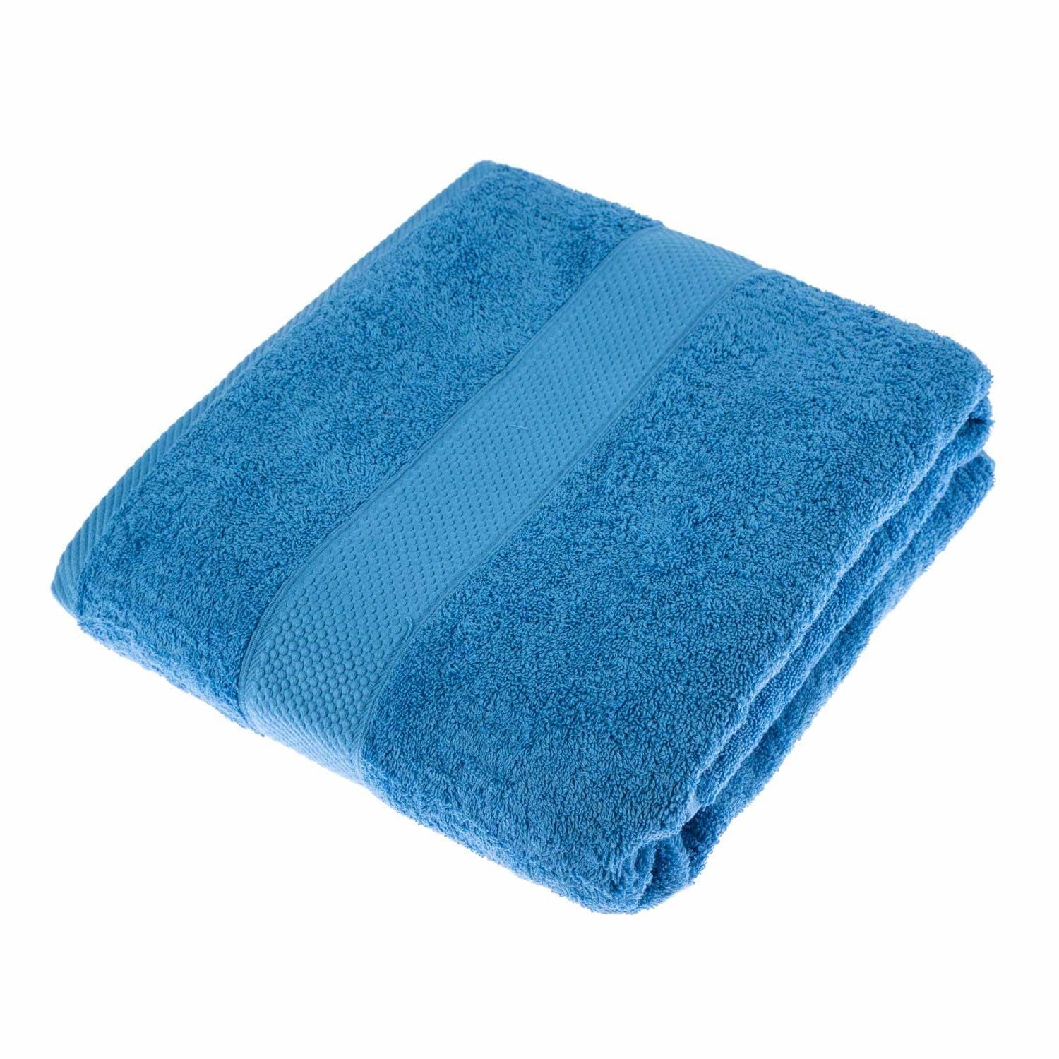 HOMESCAPES Cobalt Blue Turkish Cotton Jumbo Towel Super Soft Thick & Absorbent 500 GSM Towel Heavy Weight for everyday Luxury