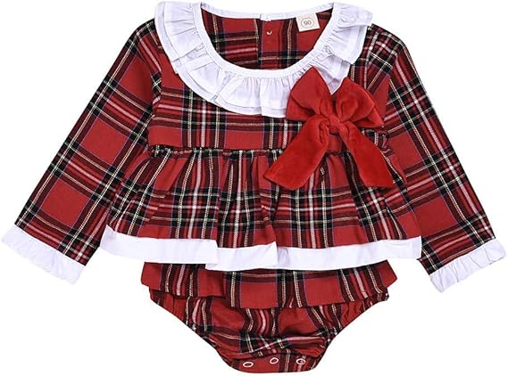 tartan baby romper