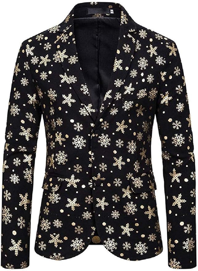 yvette buckmon Men Casual Snowflake Gilded Stylish Christmas Sport Coat