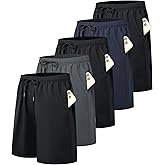 Kinglaman 5 Pack Mens Athletic Gym Workout Shorts Quick Dry Basketball Running Lightweight Shorts