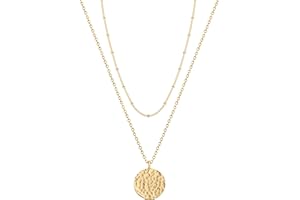 Fettero Pendant Necklace Gold Choker Layered Coin Open Karma Circle Full New Crescent Moon 14K Gold Plated Dainty Simple Moon Phase Jewelry for Women Gift