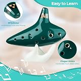Ohuhu Zelda Ocarina 12 Hole Alto C with Song Book Display Stand Bag Green view 3