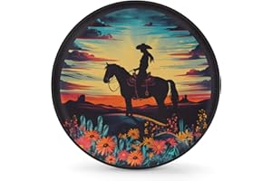 CFPOLAR Spare Tire Cover Cowgirl Riding Horse Wheel Covers Protectors Waterproof Dust-Proof Universal Fit Trailer, RV, SUV and Many Vehicle 17 Inch