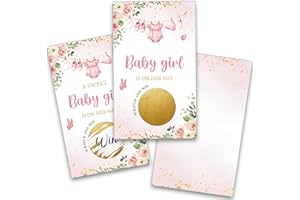 Baby Shower Scratch off Game, Elegant Floral and Butterfly Design, Fun scratch Card for Girl, baby shower game for Gender Rev