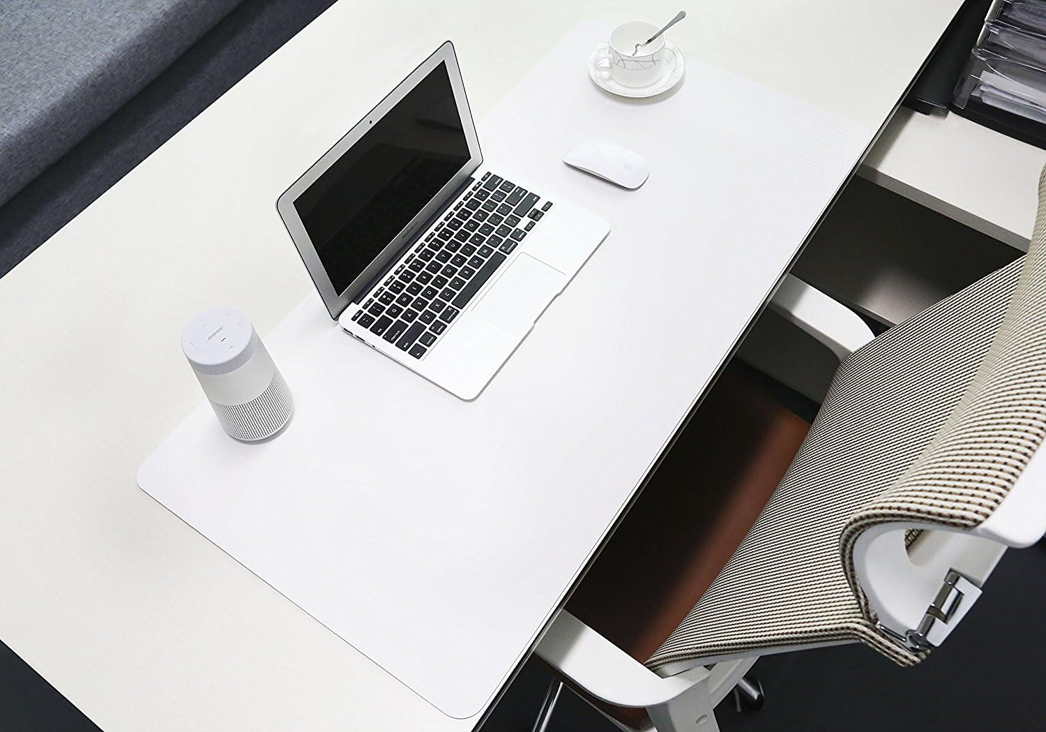 BUBM Desk Pad Office Desktop Protector 31.5" x 15.7", PU Leather Desk Mat Blotters Organizer Mouse Pad with Comfortable Writing Surface-White : Office Products