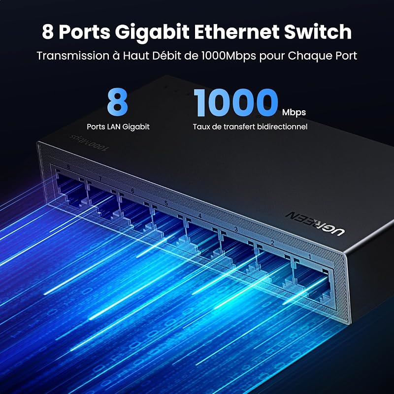 Switch Ethernet Gigabit 8 Ports Hub RJ45 10 100 1000Mbps