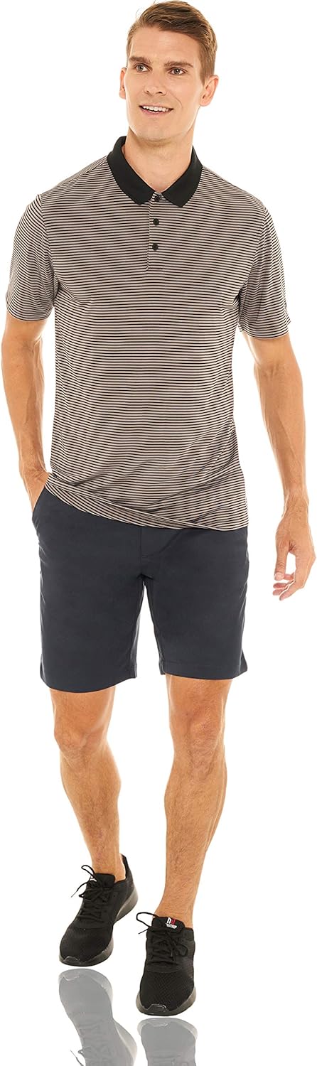 Dry Fit Golf Shirts for Men - Short Sleeve Mens Stripe Polo Shirt: Clothing