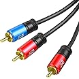 SHD RCA to 2RCA Subwoofer Cable Audio Cable 2RCA to 1RCA Bi-Directional RCA Y Adapter Premium Sound Quality Dual Shielded with Gold Plated Connectors-20Feet