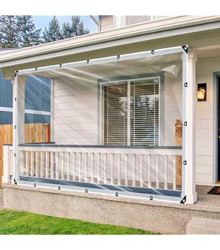 Lona Transparente Impermeable 4x6 Pies – Alta Resistencia Con Ojales, Ideal Para Patio, Porche O Camping