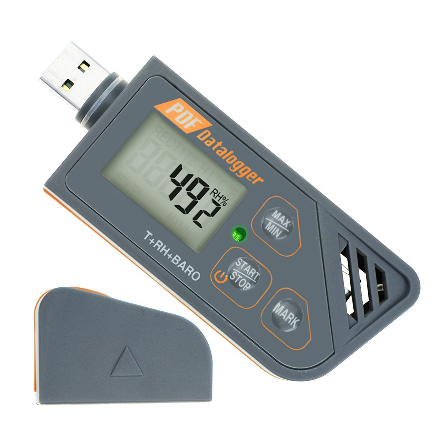Digital Waterproof USB Datalogger Humidity Temperature and Pressure Barometric Data Logger gauge, generate PDF & Excel report LED indicator