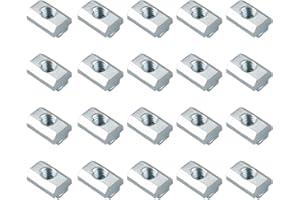 Hammerhead Nuts Set, 20pcs Zinc Plated Carbon Steel Sliding T Slot Nut Hammer Head Fastener 40 Series M8 T Nuts Tee Sliding S