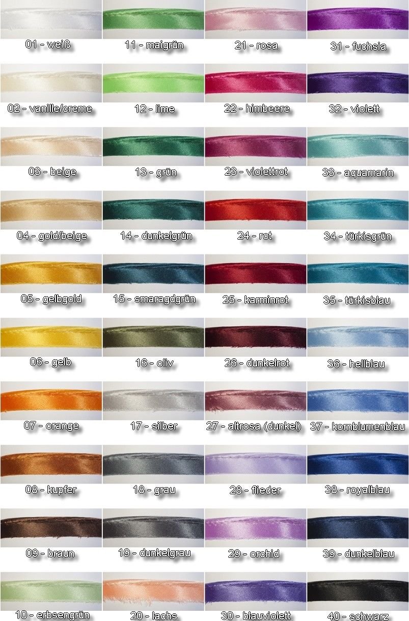Insert Piping Cord, 10 Meters (11 Yards), in 40 Colours, Satin Bias Cord / Color: 10