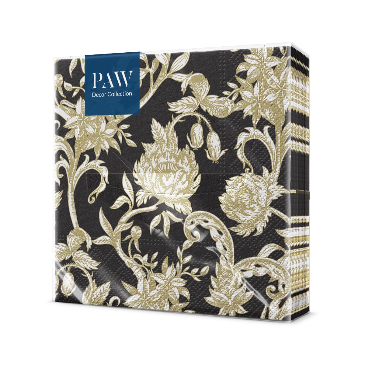 PAW - Napkins 3-Ply (33 x 33 cm) I 20 Pieces I Perfect for Communion, Wedding, Confirmation and Celebrations I Paper Napkins Colorful with Decorations I Special Occasions, Ornaments Baroque Flowers