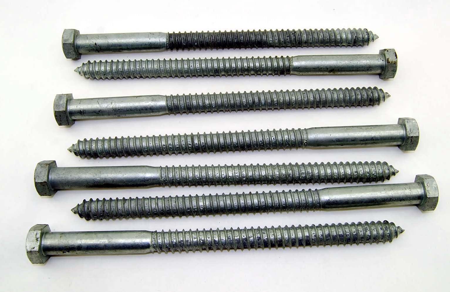 (10) Galvanized Hex Head 3/4 x 12" Lag Bolts Wood Screws