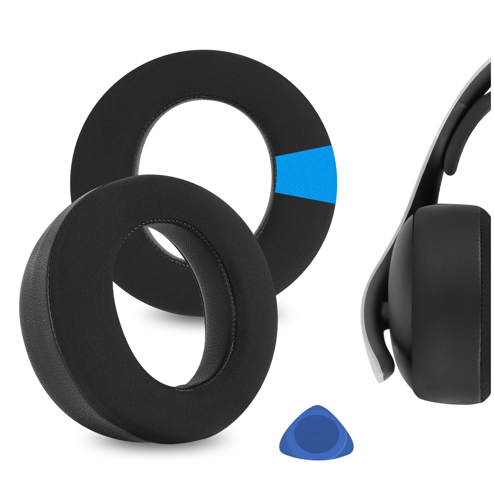 Geekria Sport Cooling-Gel Replacement Ear Pads for Sony PlayStation Pulse Elite Headphones Ear Cushions, Repair Parts (Black)