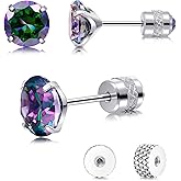 Limerencia G23 Titanium Screw Back Earrings, 20G F136 Implant Grade Pure Titanium Earrings for Women Men, 5A Cubic Zirconia 3 4 5 6 7 mm Hypoallergenic Cartilage Earring Studs