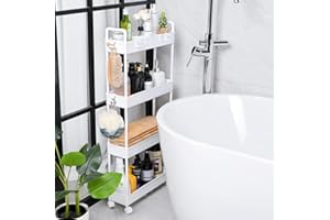 AROGAN Slim Rolling Storage Cart with Wheels, 4 Tier Organizer, Rolling Utility Cart for Kitchen, Bathroom, Laundry Room, Office, Narrow Place (White)