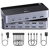 UGREEN HDMI KVM Switch 2 Monitors 2 Computers 4K@60Hz, with 4 USB 3.0 Ports | for 2 Computers Sharing 2 Monitors Keyboard Mouse Printer Webcam, with 4 HDMI + 2 USB Cables, Power Adapter and Controller