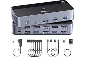 UGREEN HDMI KVM Switch 2 Monitors 2 Computers 4K@60Hz, with 4 USB 3.0 Ports for 2 Computers Sharing 2 Monitors Keyboard Mouse