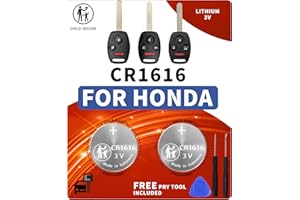 BBXSA Key Fob Battery Replacement for Honda CR1616 (2 Pack) Fits Accord Civic Pilot Odyssey CR-V CRZ Element Fit Insight Ridgeline TSX Smart Remote Fitment Guide