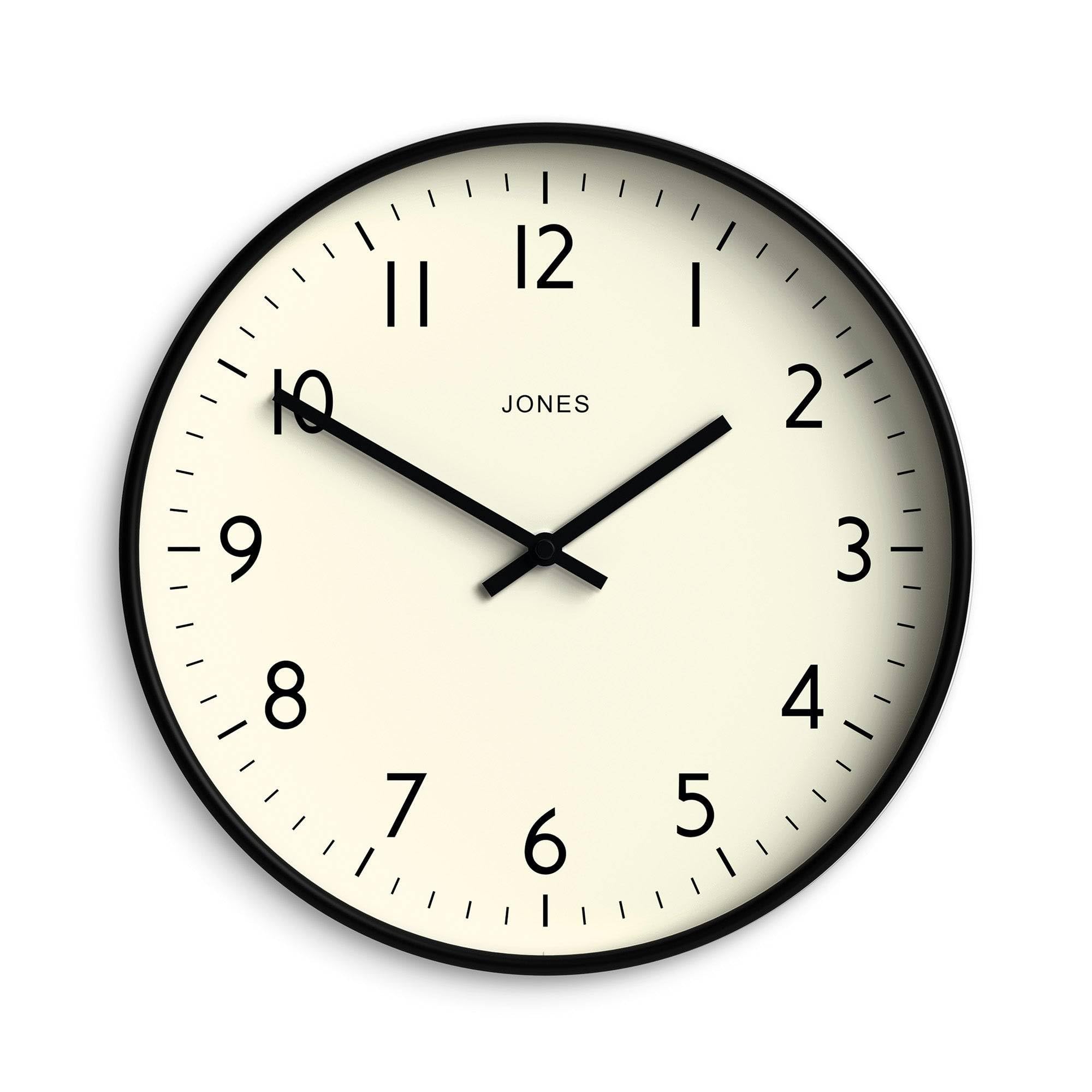 Jones Clocks® Studio wall clock | Modern round clock | 30cm | Black | Easy to read numbers | Versatile design for kitchen, living room or office — image 1