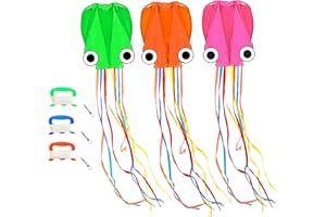 Kaiciuss Octopus Kites for Kids & Adults Easy to Fly, 24”x 158” Large Soft Kite Kit for Boys and Girls, Single Line 3D Beach Kite Set for Teens,Perfect for Outdoor Activities