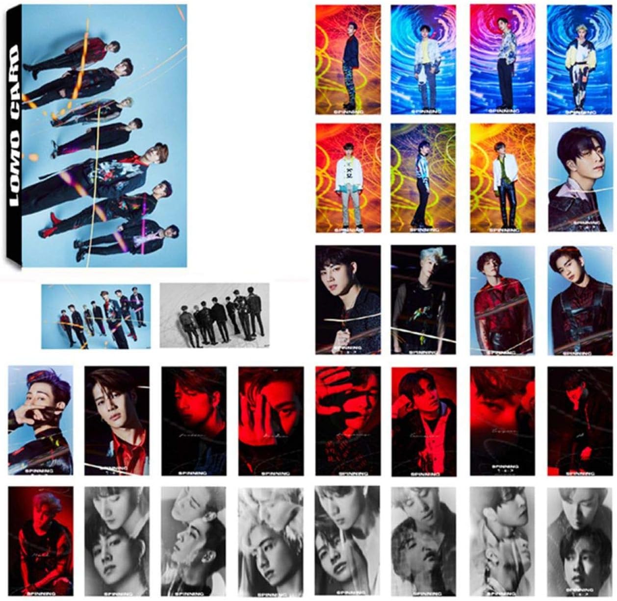 dfxxaqdf Fashionable 30Pcs/Set 2019 Summer Package in Korea/Blackpink/Ab6Ix/Got7/X1/Itzy Mini Lomo Card Collective Postcard Photo Cards (12 Styles Optional(None GOT7 ??08? 30?)