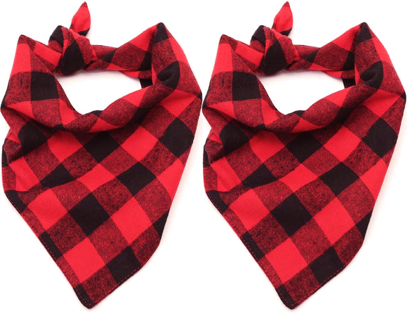 Malier 2 Pack Dog Bandana Christmas Classic Plaid Pet Bandana Scarf Triangle Bibs Kerchief Set Pet Costume Accessories Decoration for Small Medium Large Dogs Cats Pets (L, Red Plaid + Red Plaid) : Pet Supplies